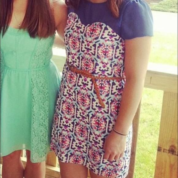 Sheer blue and patterned dress - Picture 5 of 5